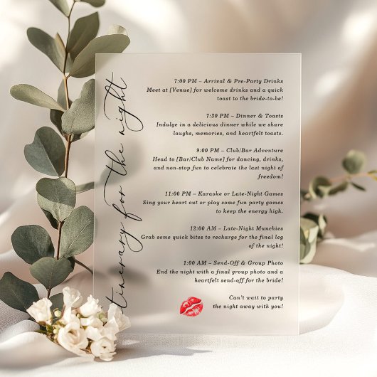 Küss die Miss Goodbye Tour für die Nacht Acryleinladungen