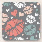 Kuss-Druck und Herz-Muster Getränkeuntersetzer (Vorderseite)