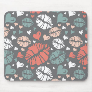 Kuss-Druck und Herz-Muster Mousepad
