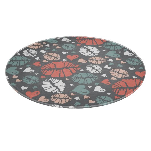 Kuss-Druck und Herz-Muster Schneidebrett (Ecke)