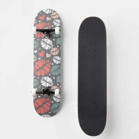Kuss-Druck und Herz-Muster Skateboard (Vorderseite)