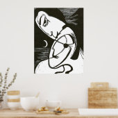 Kuss durch Mondlicht und Ozean Poster (Küche)