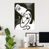 Kuss durch Mondlicht und Ozean Poster (Heimbüro)