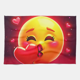 Kuss-Emoji: Liebe und Herzen Kunst Geschirrtuch