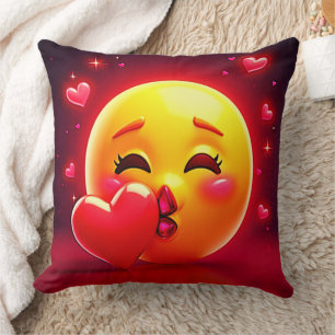 Kuss-Emoji: Liebe und Herzen Kunst Kissen