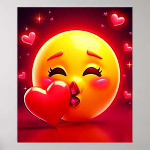 Kuss-Emoji: Liebe und Herzen Kunst Poster