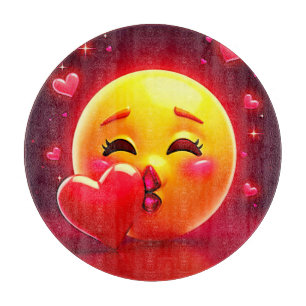 Kuss-Emoji: Liebe und Herzen Kunst Schneidebrett