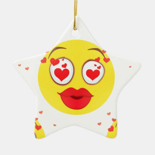 Kuss Emoji zum Valentinstag Keramikornament