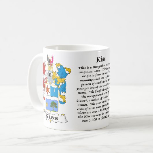 Kuss-Familien-ungarisches Wappen Tasse (Vorderseite Links)