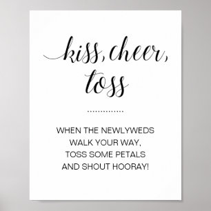 Kuss Jubel Wurf Blumen Konfetti Hochzeitsschild Poster