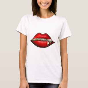 Kuss-Lippenreißverschluss-Kunst T-Shirt