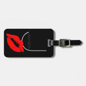 Kuss-Lippenschwarz-rotes Gepäckanhänger (Vorderseite horizontal)