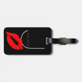 Kuss-Lippenschwarz-rotes Gepäckanhänger (Rückseite horizontal)