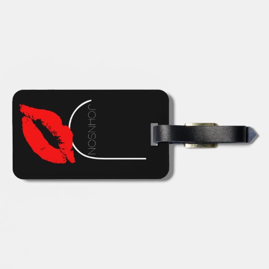 Kuss-Lippenschwarz-rotes Gepäckanhänger (Rückseite horizontal)