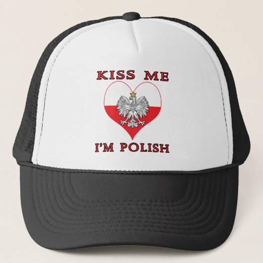 Küss Me Ich bin Polnisch Truckerkappe (Vorderseite)