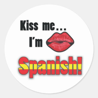 Küss Me Ich bin Spanisch Runder Aufkleber
