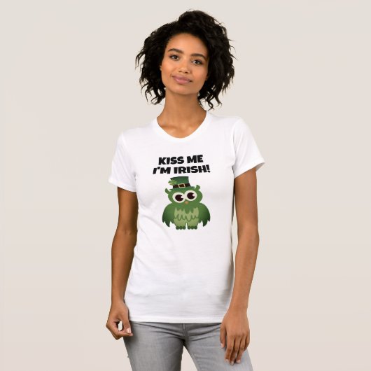 Küss me i'm Irish St Patrick's Day leprechaun bird T-Shirt (Vorne ganz)