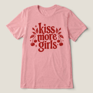 Küss mehr Mädchen Retro Kirsch-Typografie Tri-Blend Shirt