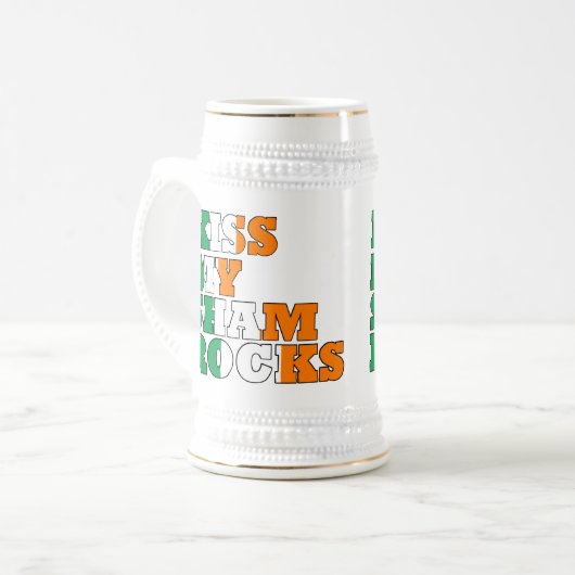 Küss meine Kleeblätter Bierglas (Vorderseite Links)