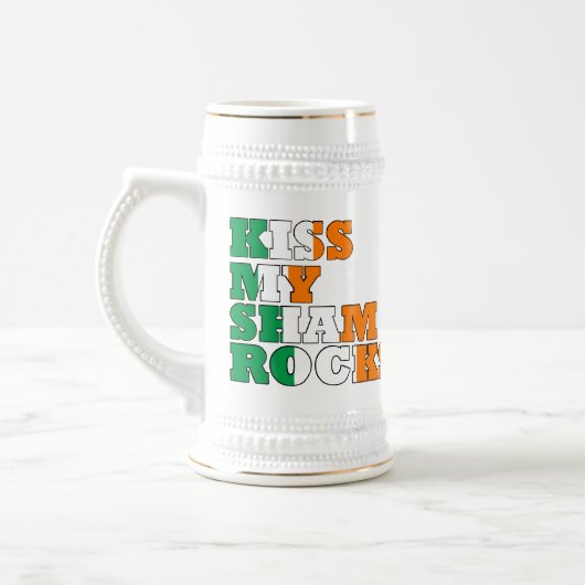 Küss meine Kleeblätter Bierglas (Links)