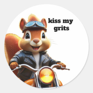 Küss meine Ritter — Motorrad-Typ Runder Aufkleber