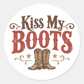 Küss meine Stiefel Western-Party Servietten | Lust Runder Aufkleber