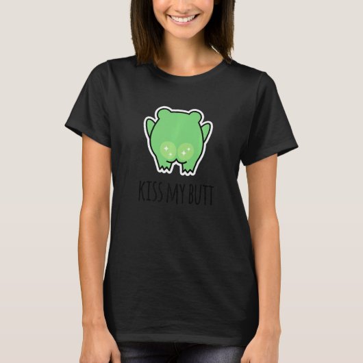 Küss meinen Hintern Grüner Frosch T-Shirt (Vorderseite)