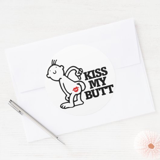 Küss meinen Hintern Runder Aufkleber (Umschlag)