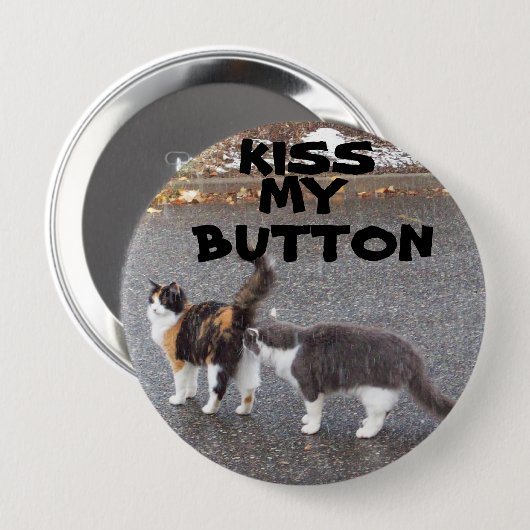 Küss meinen Knopf Katzen küssen Button (Vorne & Hinten)
