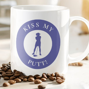Küss meinen Putt Lustiger Golfer Humor Silhouette  Kaffeetasse