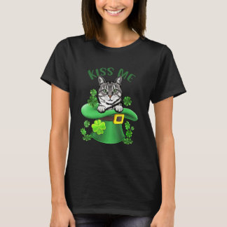 Küss mich American Shorthair Katze Kleeblatt T-Shirt