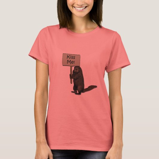 Küss mich! Biber T-Shirt (Vorderseite)