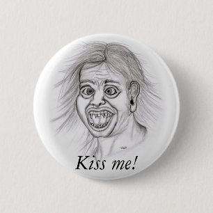 Küss mich! - Bleistiftzeichnung Button
