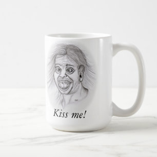 Küss mich! - Bleistiftzeichnung Kaffeetasse