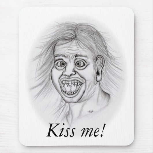 Küss mich! - Bleistiftzeichnung Mousepad (Vorne)