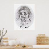 Küss mich! - Bleistiftzeichnung Poster (Küche)