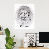 Küss mich! - Bleistiftzeichnung Poster (Heimbüro)