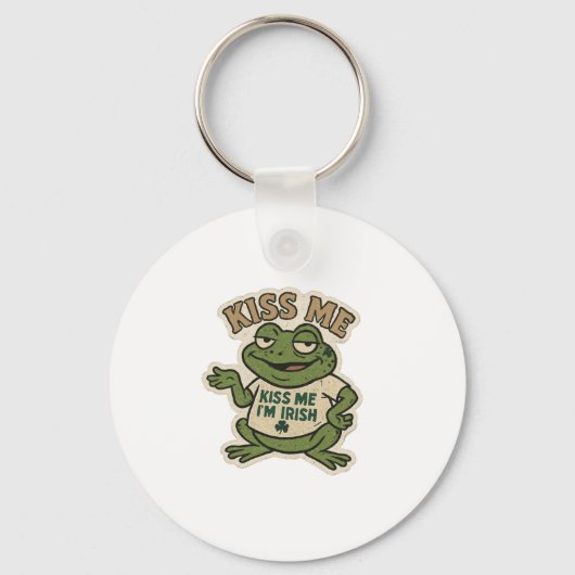 Küss mich Frosch St.Patrick's Day Schlüsselanhänger (Vorderseite)