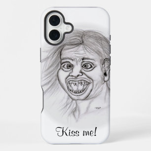 Küss mich! Funny zeichne Schwarz-Weiß-Design iPhone 16 Plus Hülle