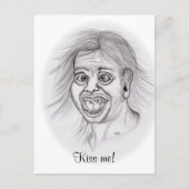 Küss mich! Funny zeichne Schwarz-Weiß-Design Postkarte (Vorderseite)