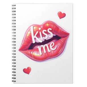 Küss mich Glänzende rote Lippen Kunst Illustration Notizblock