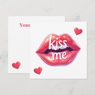 Küss mich Glänzende rote Lippen Kunstillustration Einladung