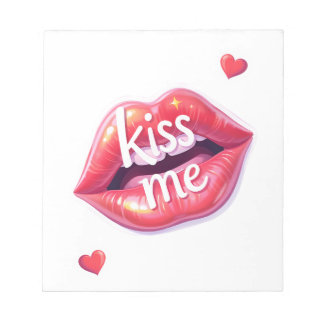 Küss mich Glänzende rote Lippen Kunstillustration Notizblock