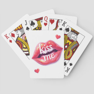 Küss mich Glänzende rote Lippen Kunstillustration Spielkarten