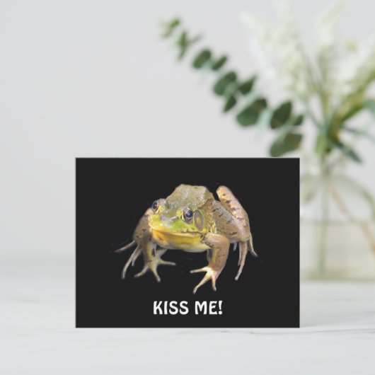 Küss mich! Green Frosch Postcard Postkarte (Stehend Vorderseite)