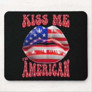 Küss mich, ich bin Amerikaner USA-Flagge Lippen 4. Mousepad