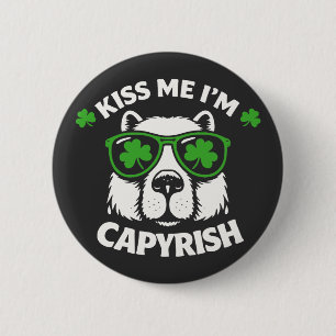 Küss mich, ich bin capyrisch am St. Patrick's Day  Button