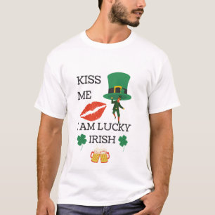 Küss mich, ich bin ein Glückspilz irisch T-Shirt