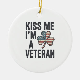 Küss mich, ich bin ein Veteran Shamrock Vintage-Sh Keramik Ornament