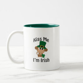 Küss mich, ich bin Irin! Affe Zweifarbige Tasse